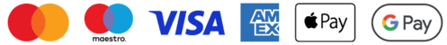 Betaalmogelijkheden: MasterCard, Visa, American Express, Apple Pay, Google Pay
