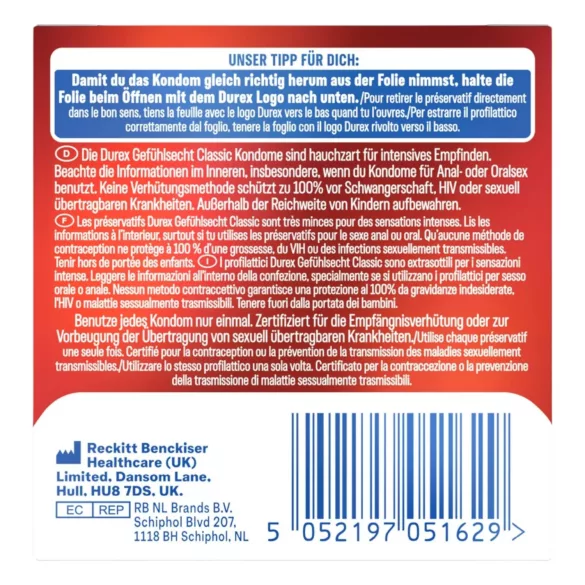 Durex Feel Thin - condoom met levensecht gevoel (3 stuks)