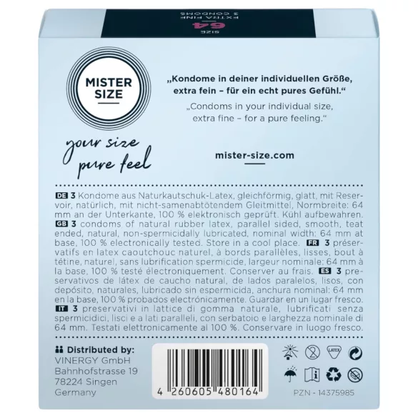 Mister Size - condoom ultradun - 64mm - 3 stuks