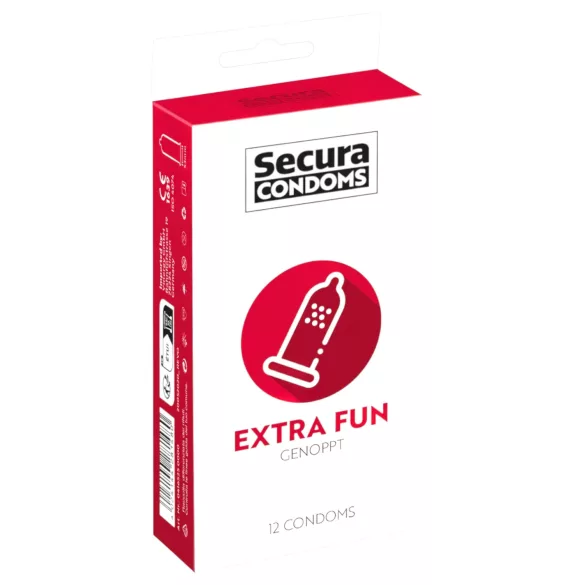 Secura Extra Fun - geribbelde condooms - 53mm - 12 stuks