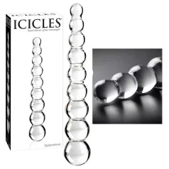 Icicles No. 2 - glazen dildo met bolletjes - transparant