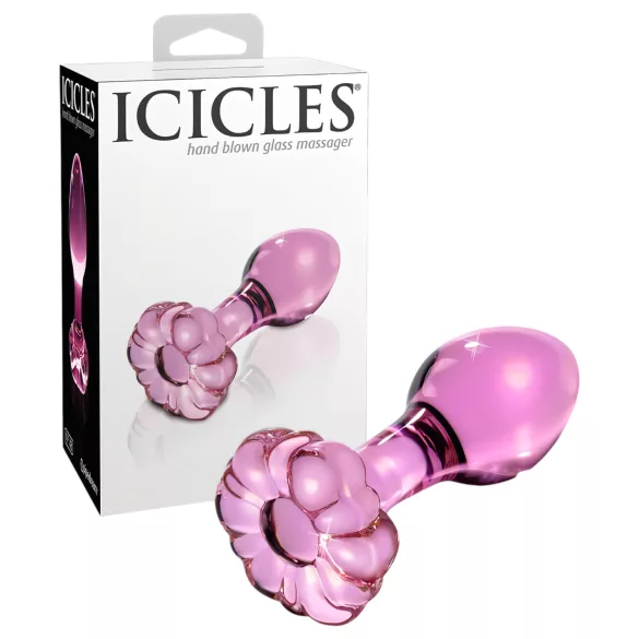 Icicles No. 48 - glazen anale plug met bloem (roze)