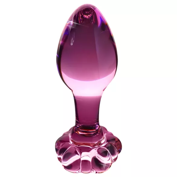 Icicles No. 48 - glazen anale plug met bloem (roze)