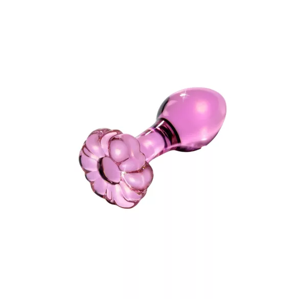 Icicles No. 48 - glazen anale plug met bloem (roze)