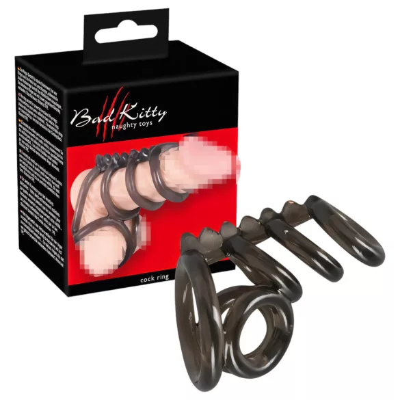 Bad Kitty - penis- en balzakring - met nopjes