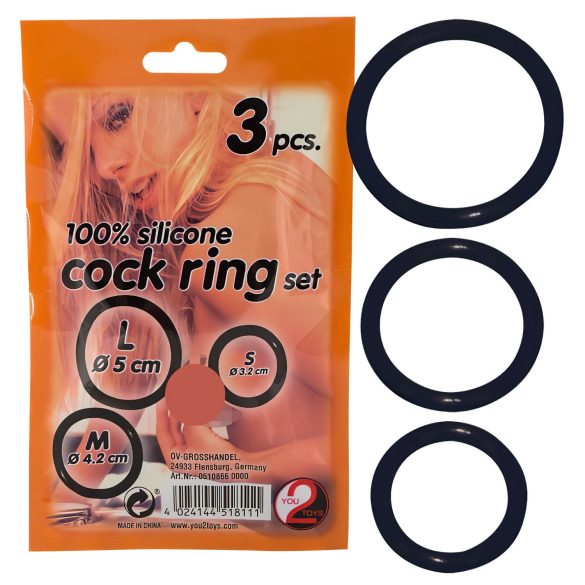 You2Toys - Siliconen penisringen set - zwart