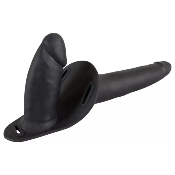 You2Toys - opzetbaar siliconen dildo-duo (zwart)