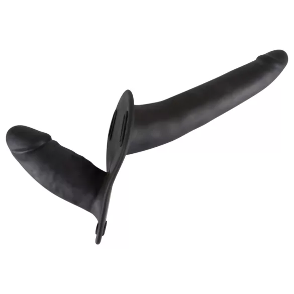 You2Toys - opzetbaar siliconen dildo-duo (zwart)
