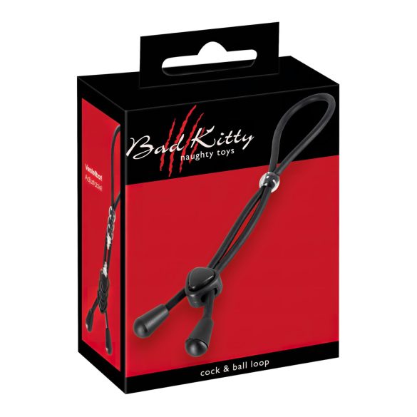 Bad Kitty - siliconen ballen- en penisring (zwart)