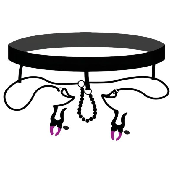 Stoute Kat - intieme spreidclip met slip - paars-zwart (S-L)