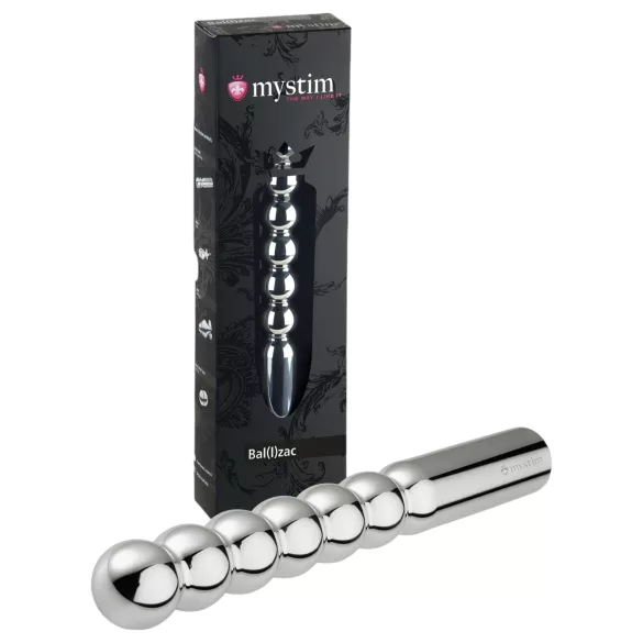mystim - elektro dildo met bolvormig uiteinde - metaal