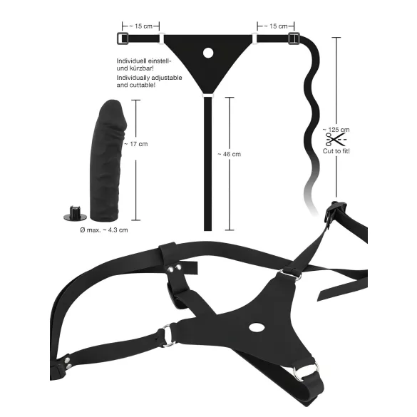You2Toys - Silicone Strap-On - opzetdildo (zwart)