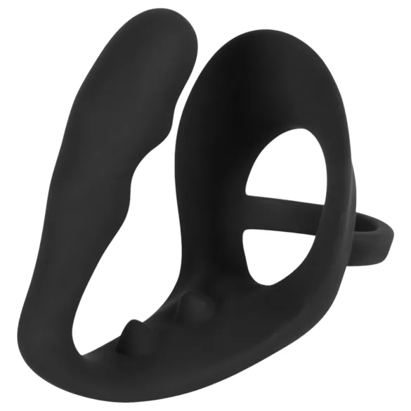Black Velvets - anaal dildo met penis- en balring - siliconen - zwart