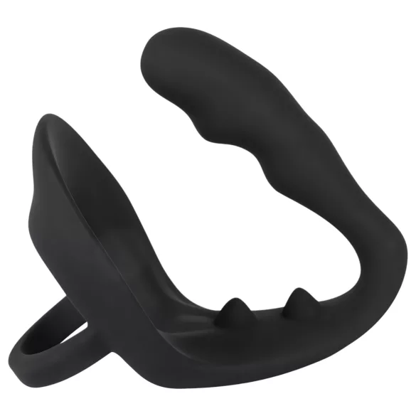 Black Velvets - anaal dildo met penis- en balring - siliconen - zwart