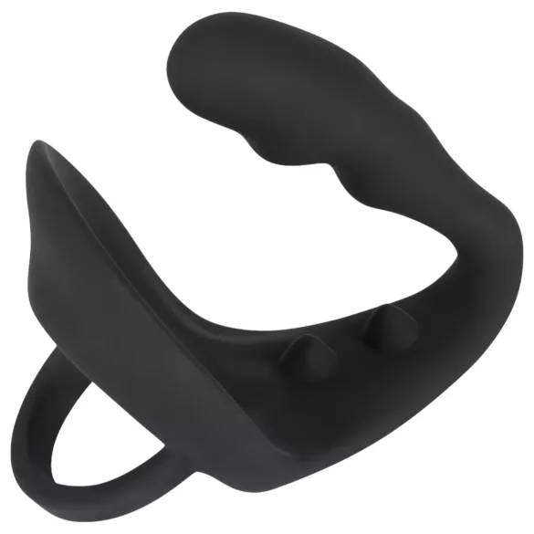 Black Velvets - anaal dildo met penis- en balring - siliconen - zwart