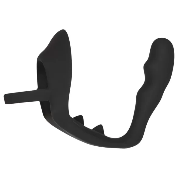 Black Velvets - anaal dildo met penis- en balring - siliconen - zwart