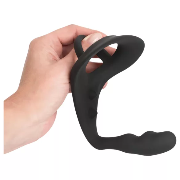 Black Velvets - anaal dildo met penis- en balring - siliconen - zwart