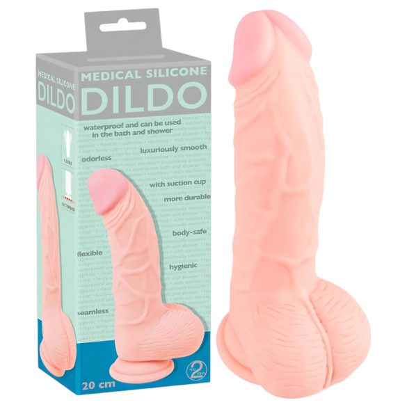 Natuurlijke silicone dildo (20cm) - medisch silicone