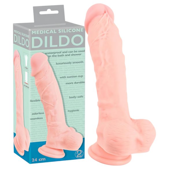 Medische siliconen dildo (24 cm) - natuurlijk