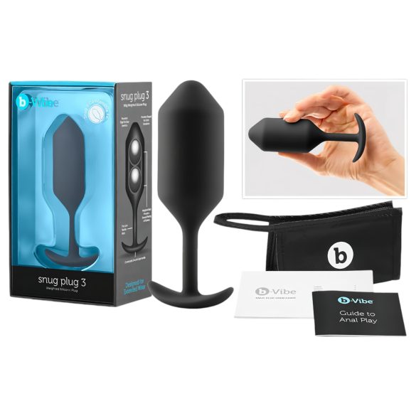 b-vibe Snug Plug 3 - dubbele anaalplug (180g) - zwart