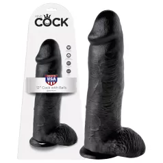 King Cock - dildo met ballen - 30 cm - zwart
