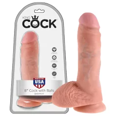 King Cock - dildo met ballen - 20 cm - huidskleur