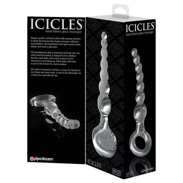 Icicles No. 67 - glazen dildo met bolletjes - transparant