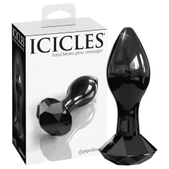 Icicles No. 78 - glazen anale plug - kegelvorm - zwart
