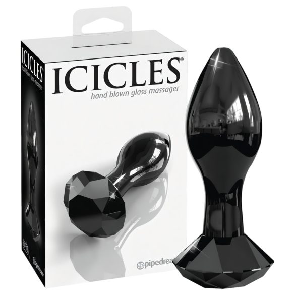 Icicles No. 78 - Kegelvormige Glazen Buttplug (Zwart)