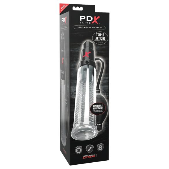 PDX Elite - 2in1 - penis pomp en masturbator in één (transparant)