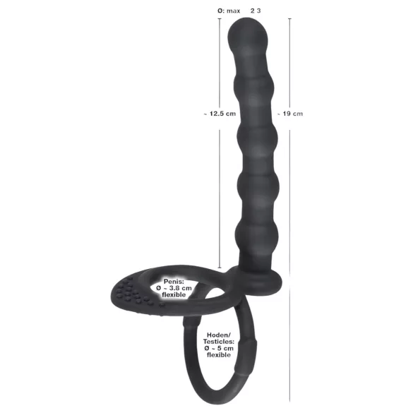 Black Velvets - penisring en anaal dildo - zwart
