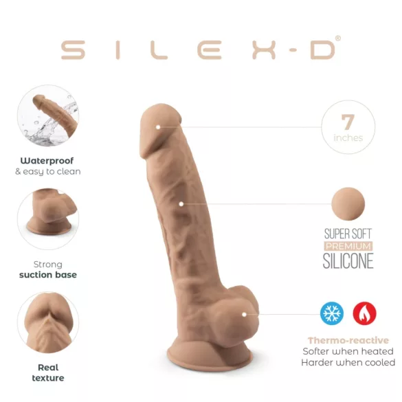 Silexd 7 - dildo met zuignap - 17,5 cm - huidkleur