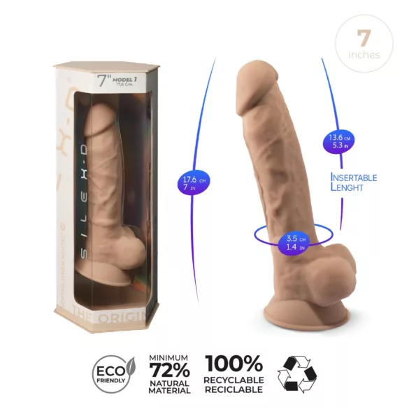 Silexd 7 - dildo met zuignap - 17,5 cm - huidkleur