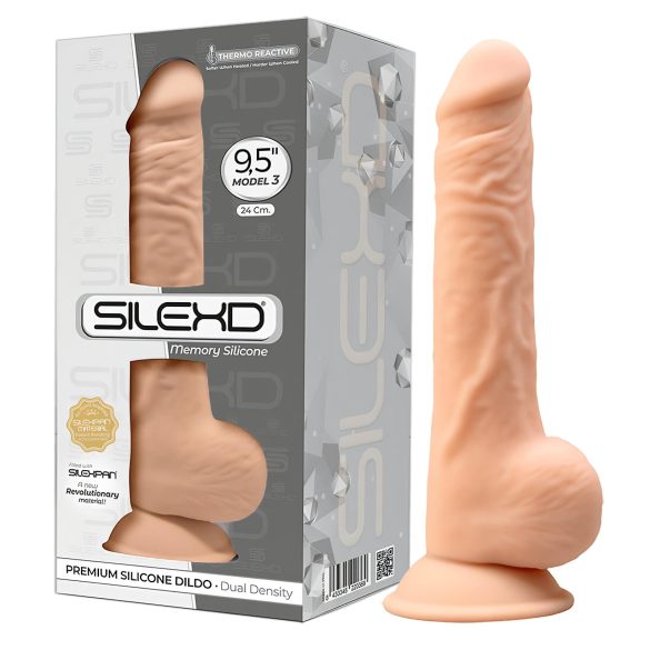 Silexd 9,5 - zuignap dildo - 24cm (natuur)