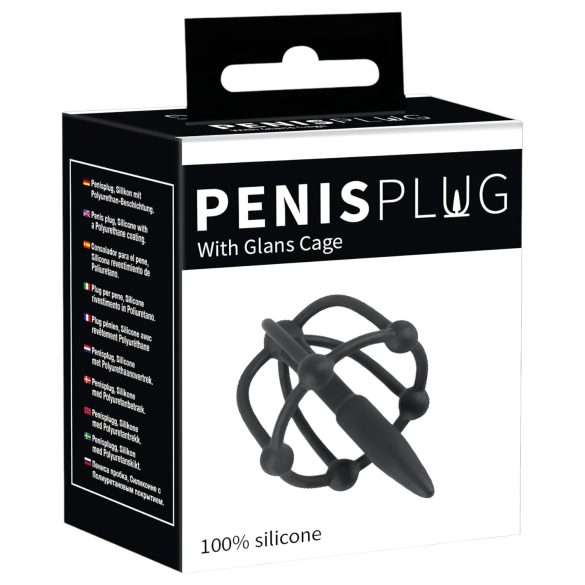 Penisplug - siliconen eikooikooi met urethrakegel (zwart)