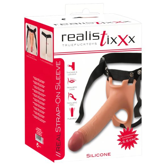 Realistixxx Strap-on - Bevestigbare, holle dildo (natuurlijk)