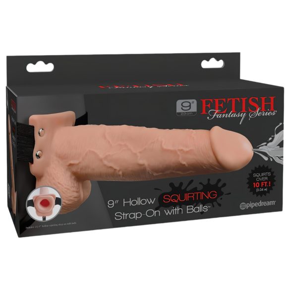 Fetish Strap-On 9 - holle, spuitende dildo met riem (natuurlijk)
