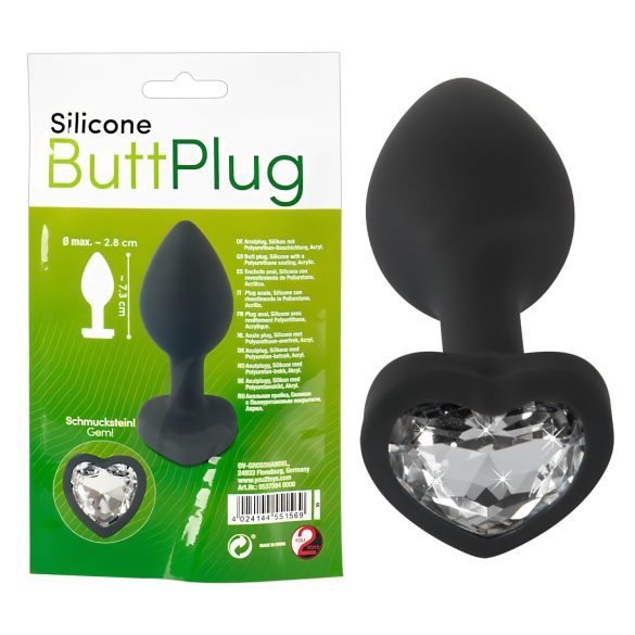 You2Toys Buttplug - Anale Plug met Witte Steen (Zwart)