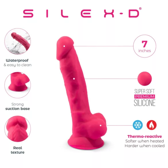 Silexd 7 - dildo met testikels en zuignap - 17,5 cm (roze)