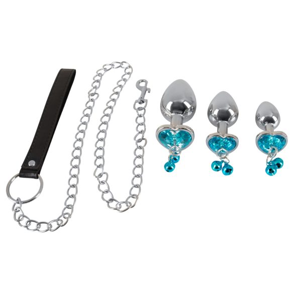 You2Toys - Buttplug Set - Anale Plug Set + Leash (zilver)