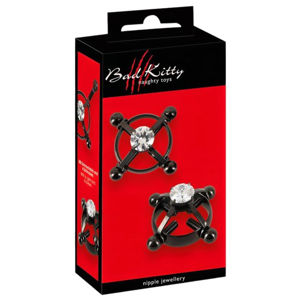 Bad Kitty - draaibare tepeljuwelen (strass) - zwart