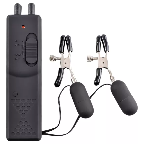 Fetish - vibrerende tepelklemmen - zwart