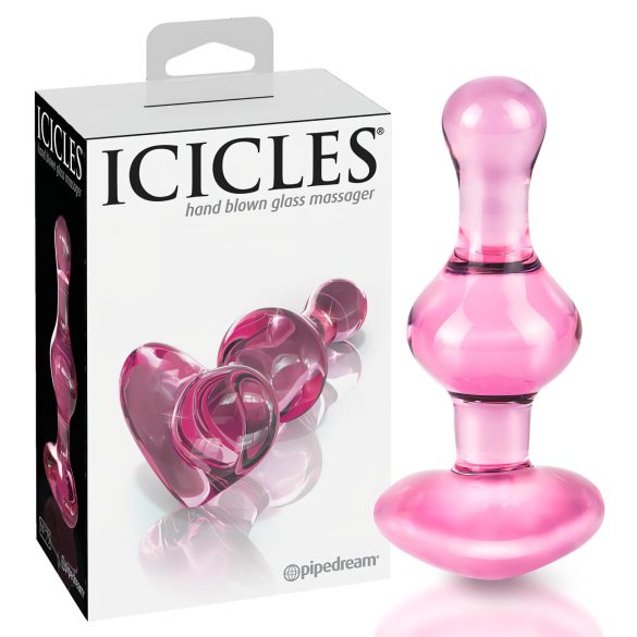 Icicles No. 75 - Hartvormige, glazen buttplug (roze)