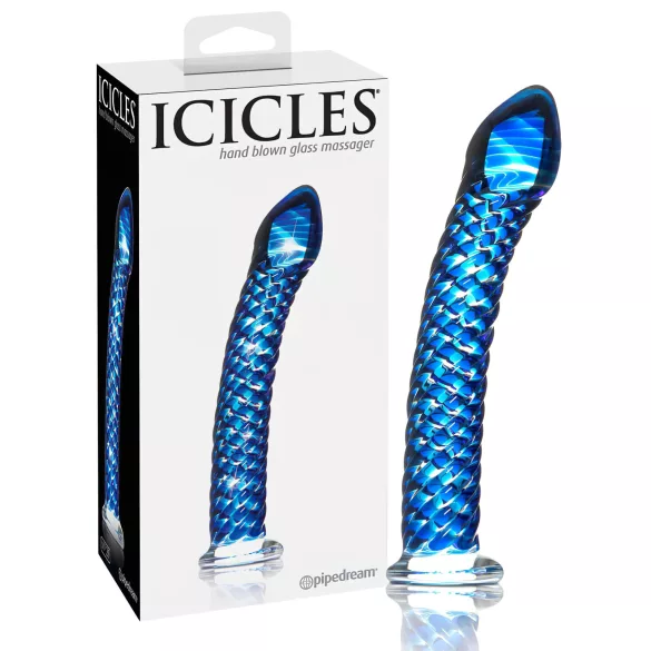 Icicles No. 29 - glazen dildo - spiraalvorm - blauw