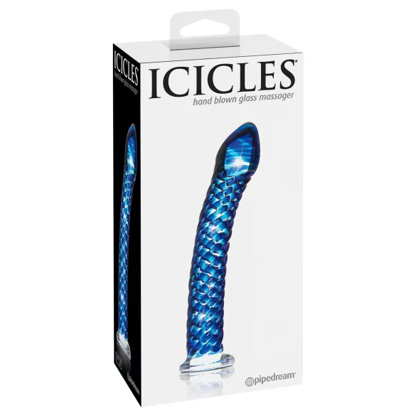 Icicles No. 29 - glazen dildo - spiraalvorm - blauw
