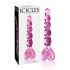Icicles No. 43 - glazen dildo met noppen en hartjes - roze