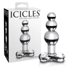   Icicles No. 47 - glazen buttplug met drie kralen - transparant