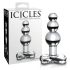 Icicles No. 47 - driedubbele glazen anale plug met kralen (doorzichtig)