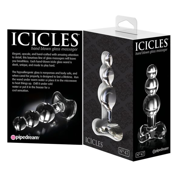 Icicles No. 47 - drievoudige glazen anaalplug (doorzichtig)