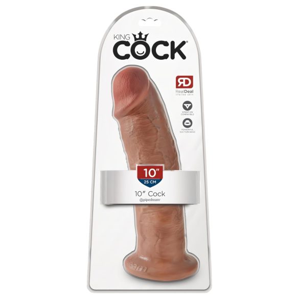 King Cock 10 - grote dildo met zuignap (25cm) - donker huidkleurig
